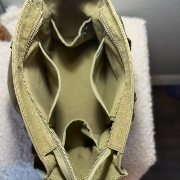 Margot New York Khaki Green Canvas Messenger Bag - Picture 5 of 7